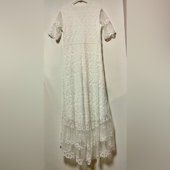 Boho Maxi Dress with Lace Flower Details Throughout NWOT - Picture 5 of 8